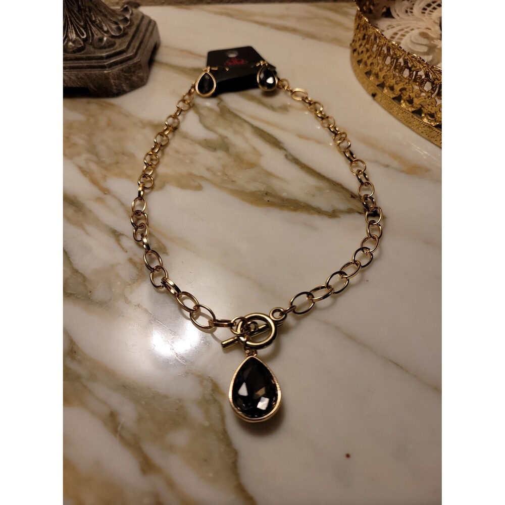 Paparazzi grey stone Necklace with earrings set - Picture 6 of 11